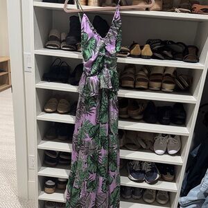 Tropical Leaf Print Maxi Dress